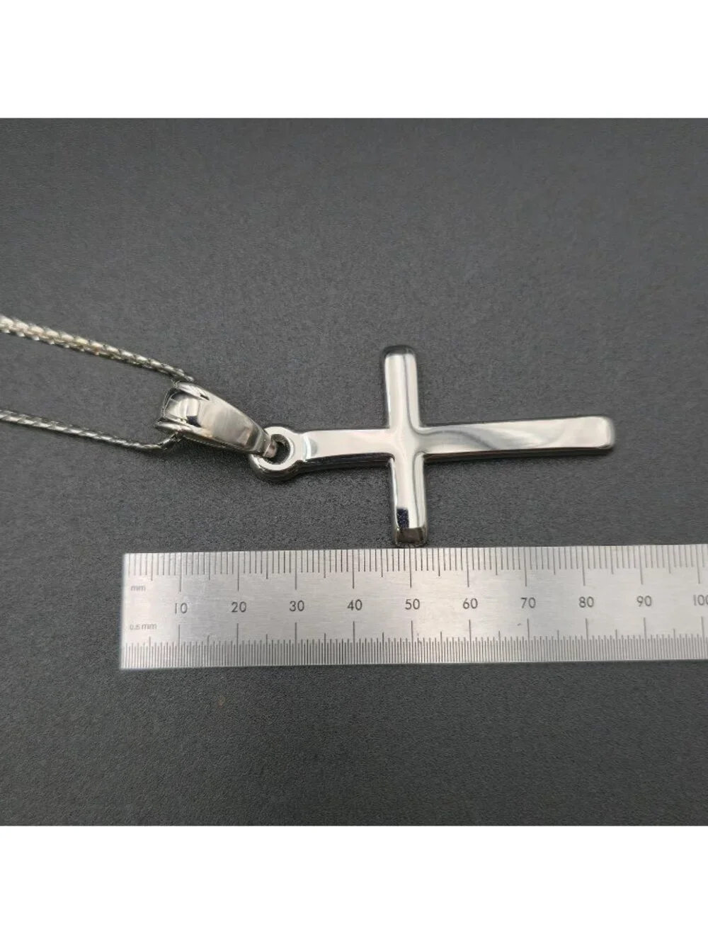 22 Inch Stainless Steel Cross Pendant Necklace Joshua 1:9 Bible Verse B1546